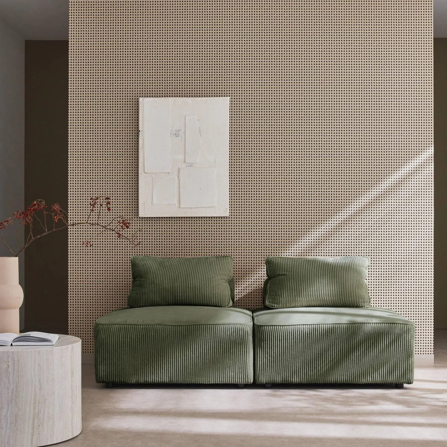 2er-Set Sofa-Modul-Sessel mit Cordbezug