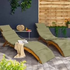 2er-Set Sonnenliegen aus Akazienholz