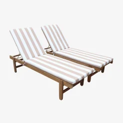 2er-Set Sonnenliegen aus Akazienholz mit Rädern