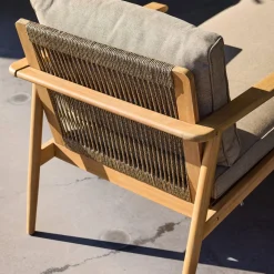 2er-Set Sonnenliegen aus Akazienholz mit Seilgeflecht