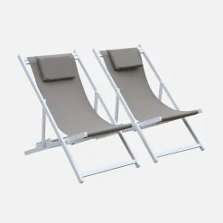 2er-Set Sonnenliegen aus Aluminium, mehrfach verstellbar