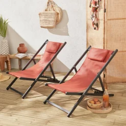 2er-Set Sonnenliegen aus Aluminium, mehrfach verstellbar