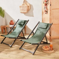 2er-Set Sonnenliegen aus Aluminium, mehrfach verstellbar