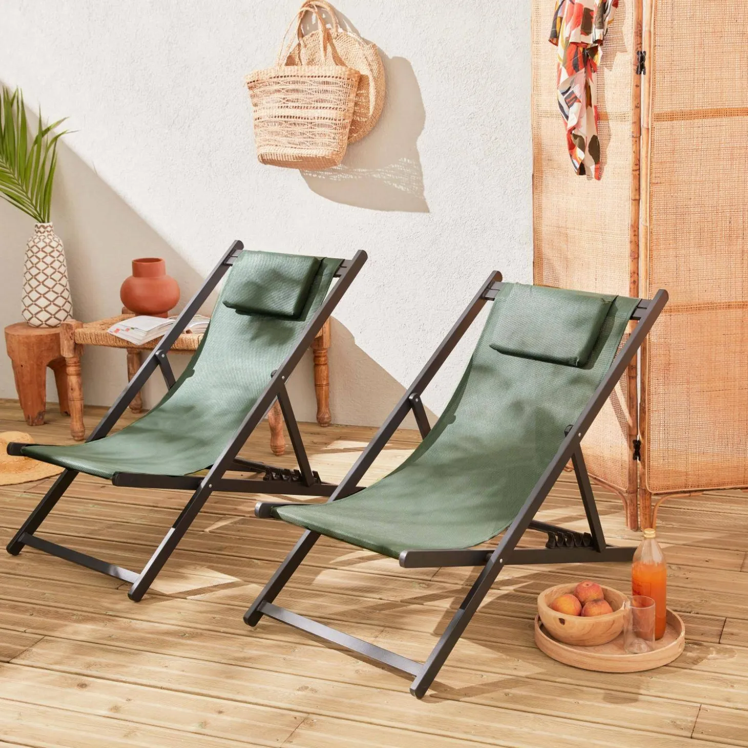 2er-Set Sonnenliegen aus Aluminium, mehrfach verstellbar