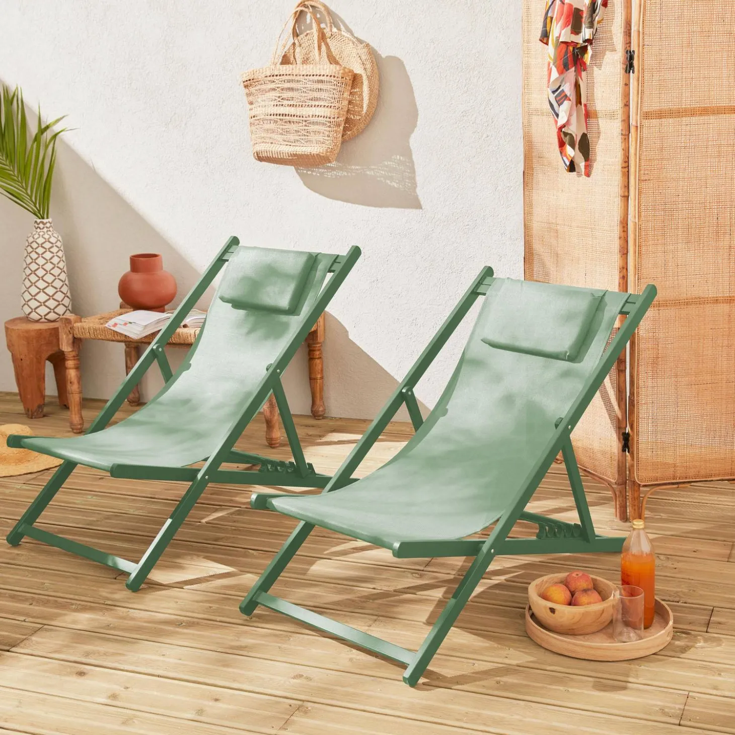 2er-Set Sonnenliegen aus Aluminium, mehrfach verstellbar