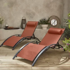 2er-Set Sonnenliegen aus Aluminium mehrfach verstellbar