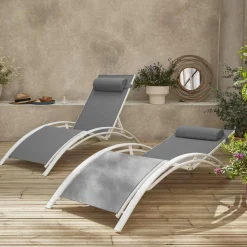 2er-Set Sonnenliegen aus Aluminium mehrfach verstellbar