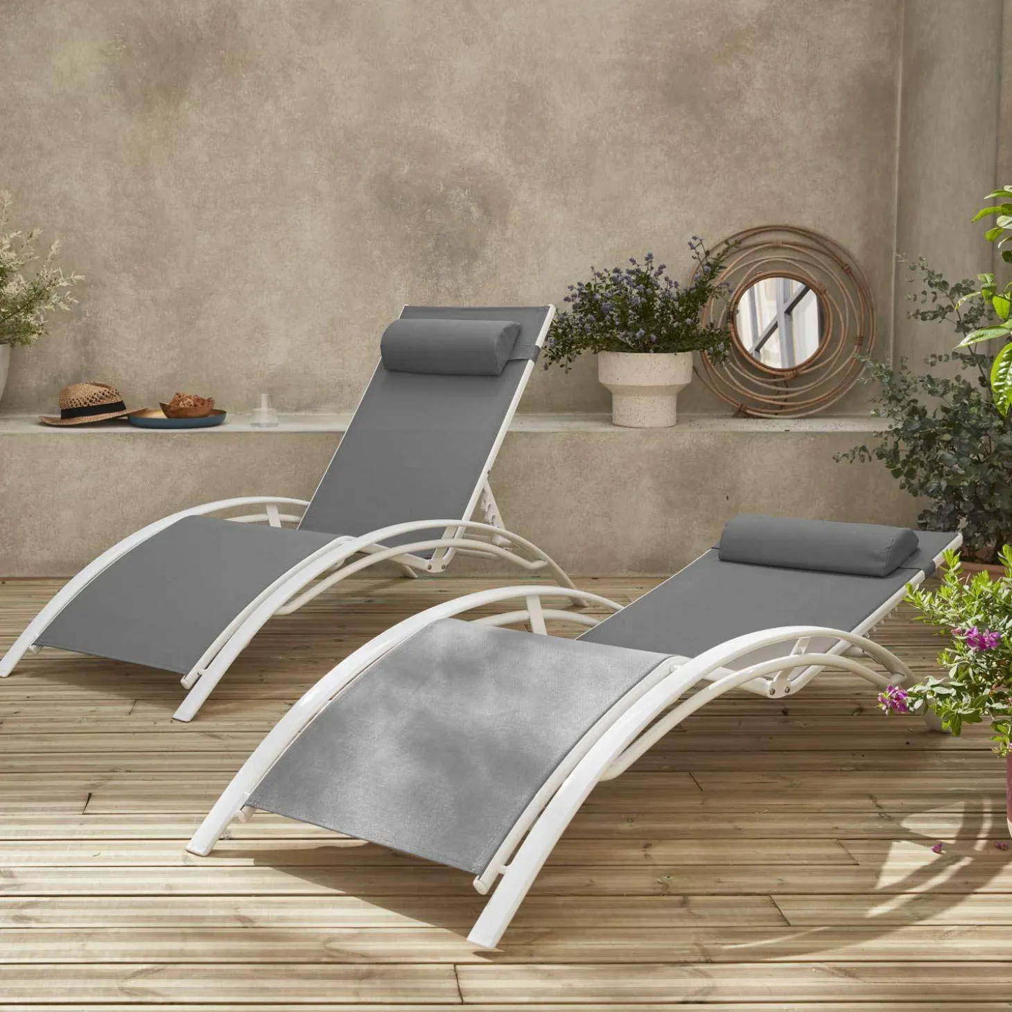 2er-Set Sonnenliegen aus Aluminium mehrfach verstellbar