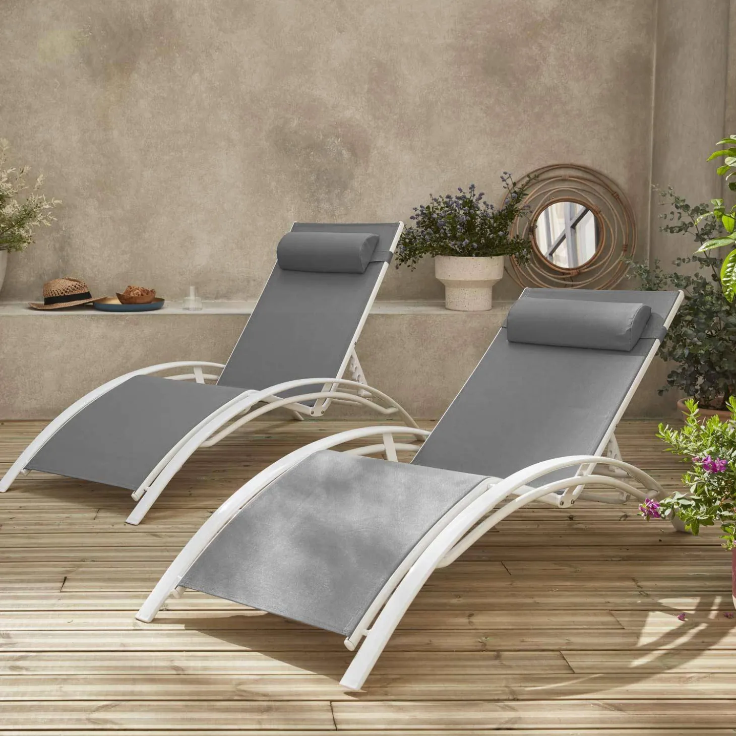 2er-Set Sonnenliegen aus Aluminium mehrfach verstellbar