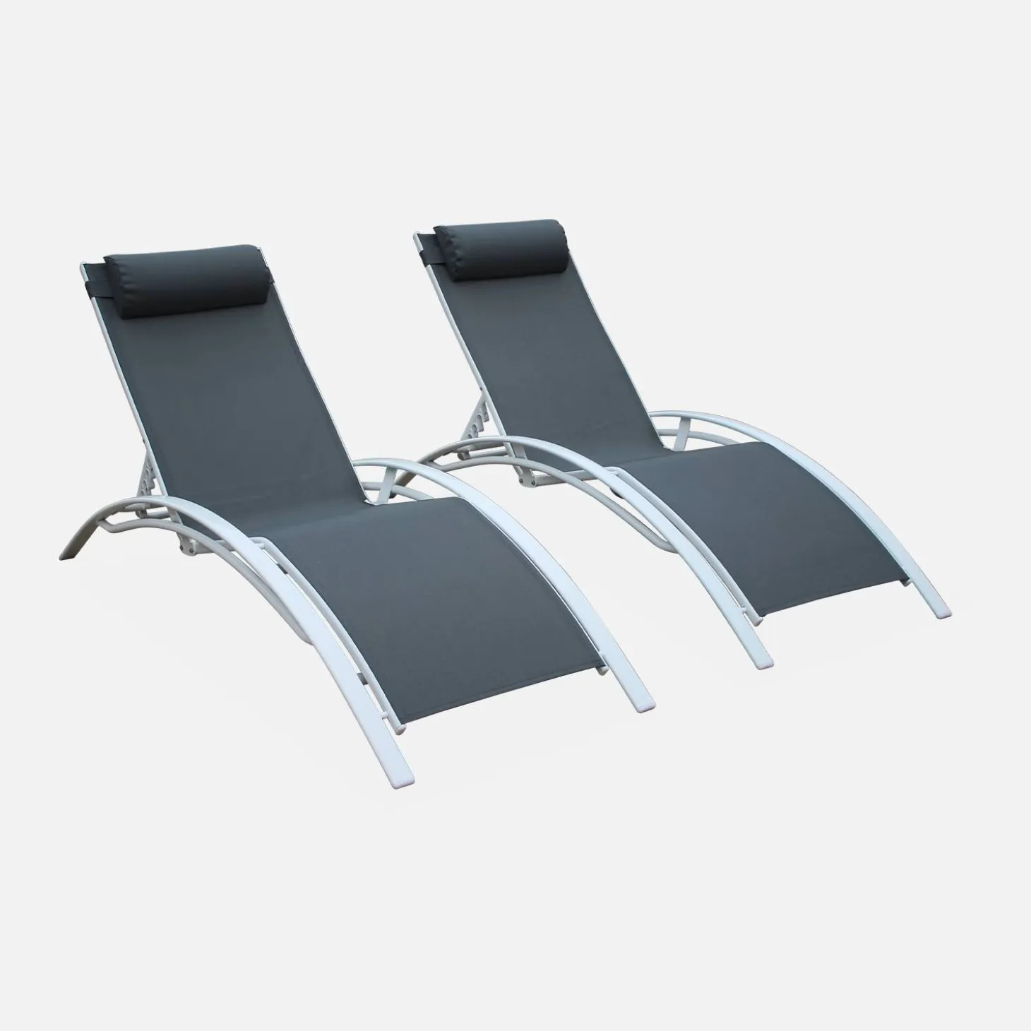 2er-Set Sonnenliegen aus Aluminium mehrfach verstellbar