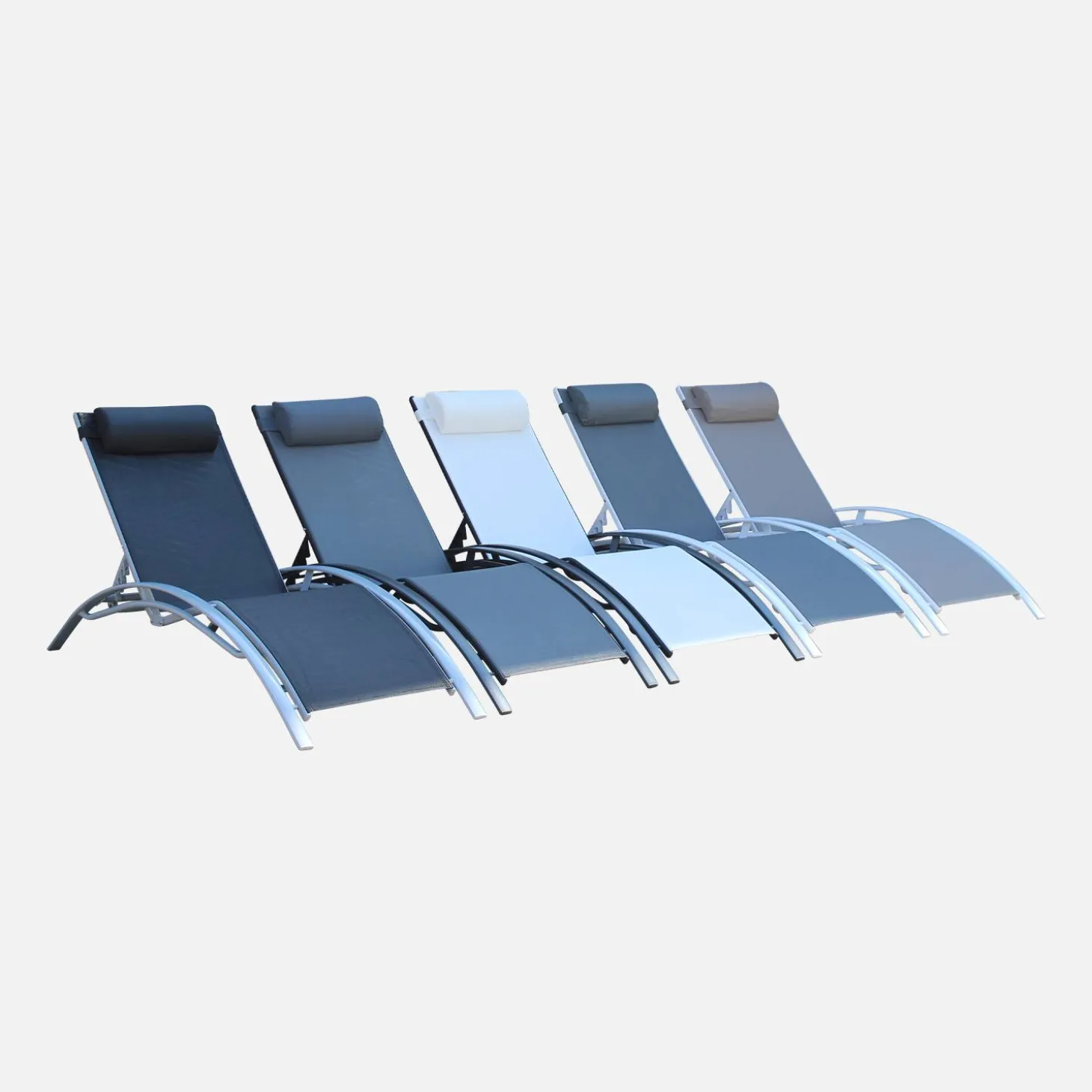 2er-Set Sonnenliegen aus Aluminium mehrfach verstellbar