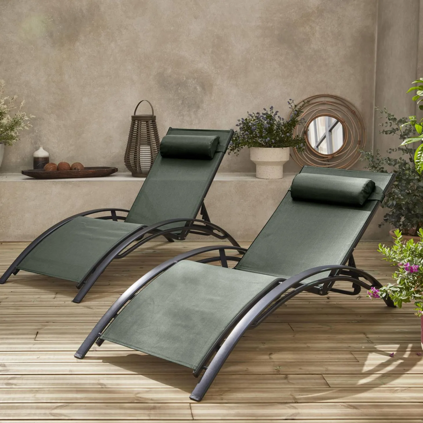 2er-Set Sonnenliegen aus Aluminium mehrfach verstellbar