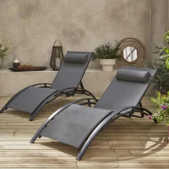 2er-Set Sonnenliegen aus Aluminium mehrfach verstellbar