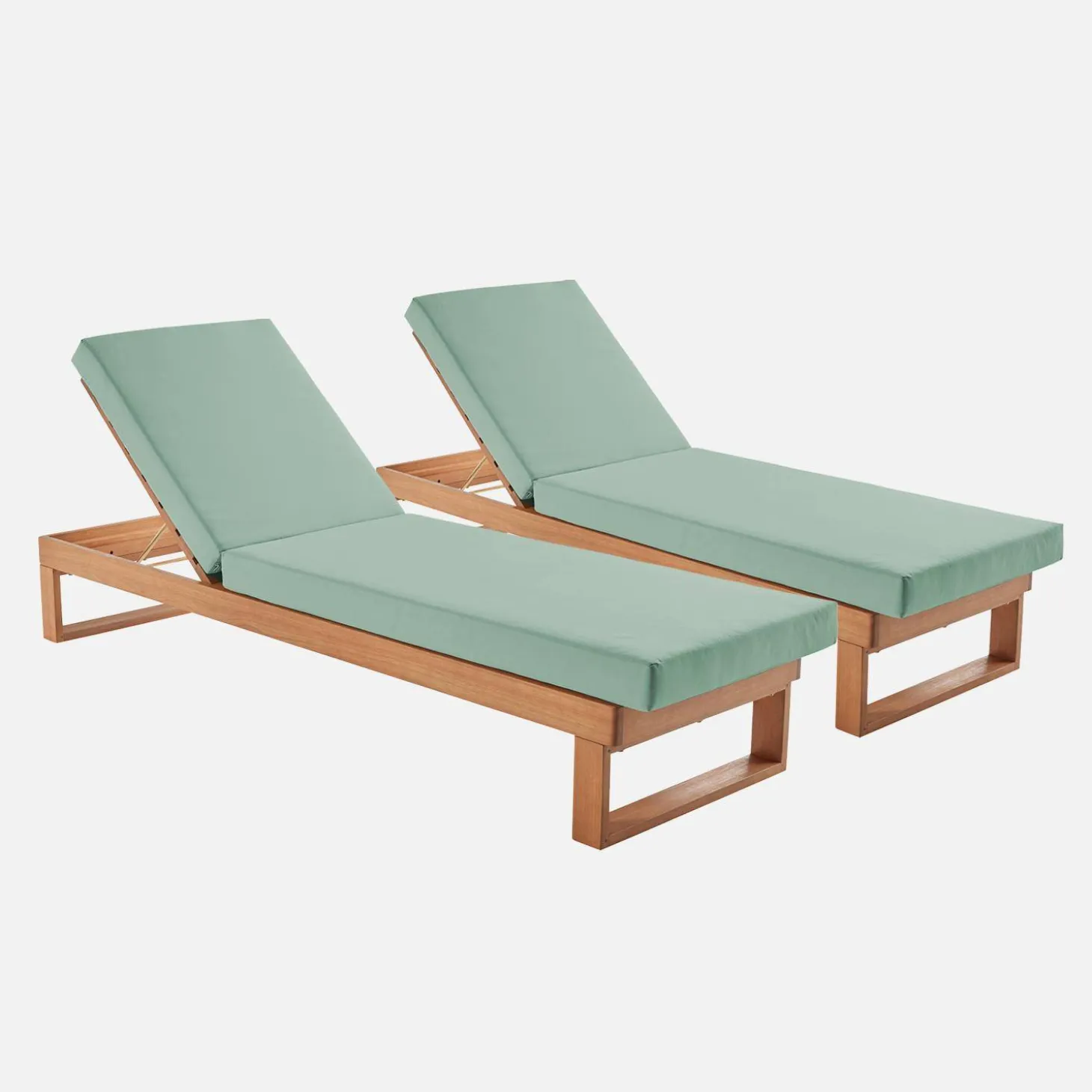 2er-Set Sonnenliegen aus Eukalyptus-Holz, verstellbar