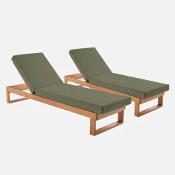 2er-Set Sonnenliegen aus Eukalyptus-Holz, verstellbar