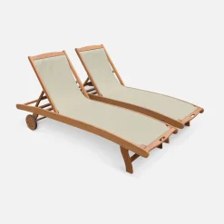 2er-Set Sonnenliegen aus Holz