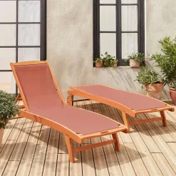 2er-Set Sonnenliegen aus Holz