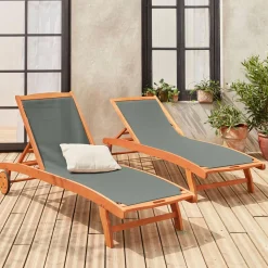 2er-Set Sonnenliegen aus Holz