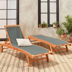 2er-Set Sonnenliegen aus Holz
