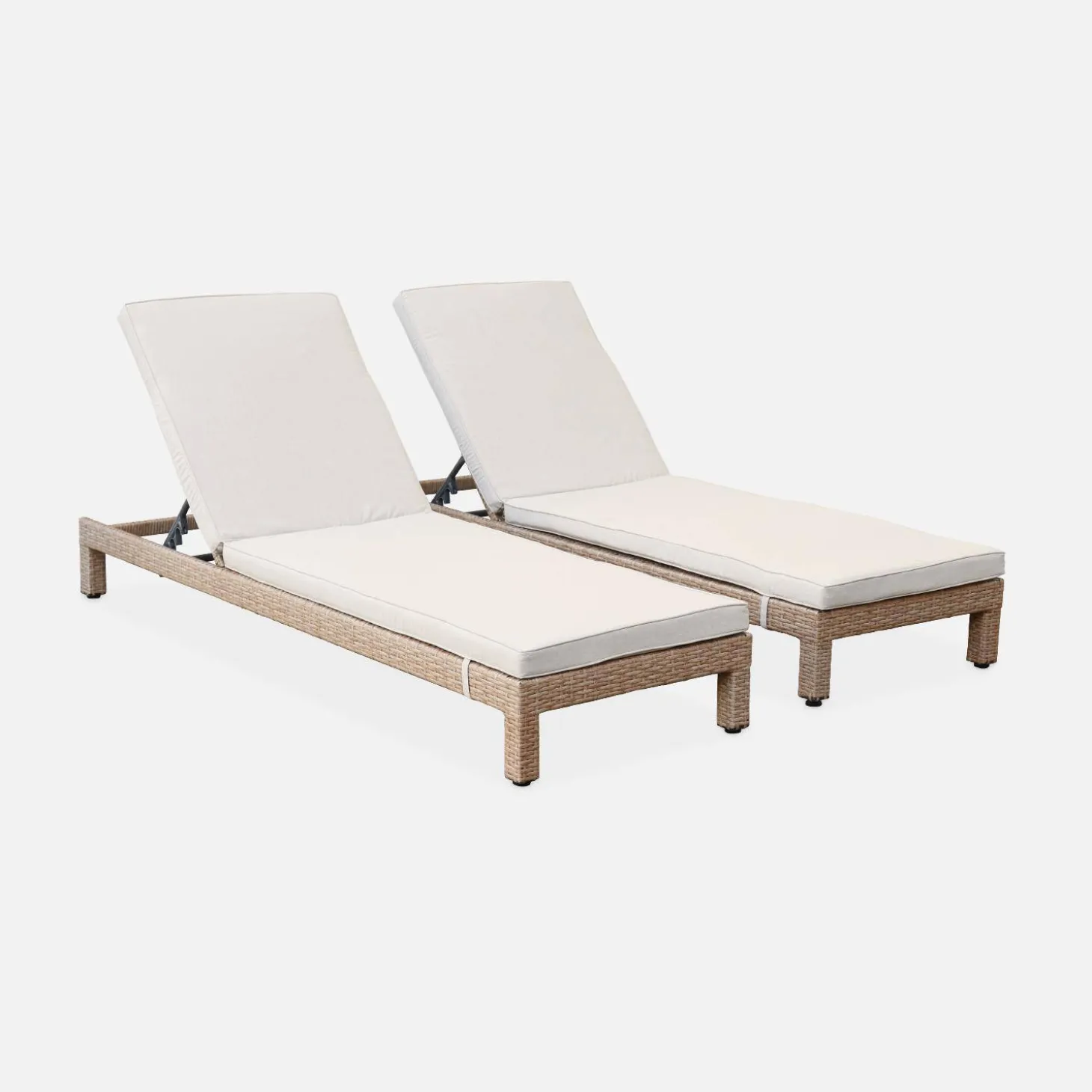 2er Set Sonnenliegen aus Polyrattan