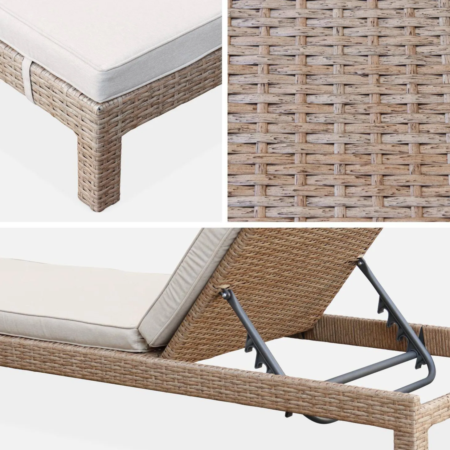 2er Set Sonnenliegen aus Polyrattan