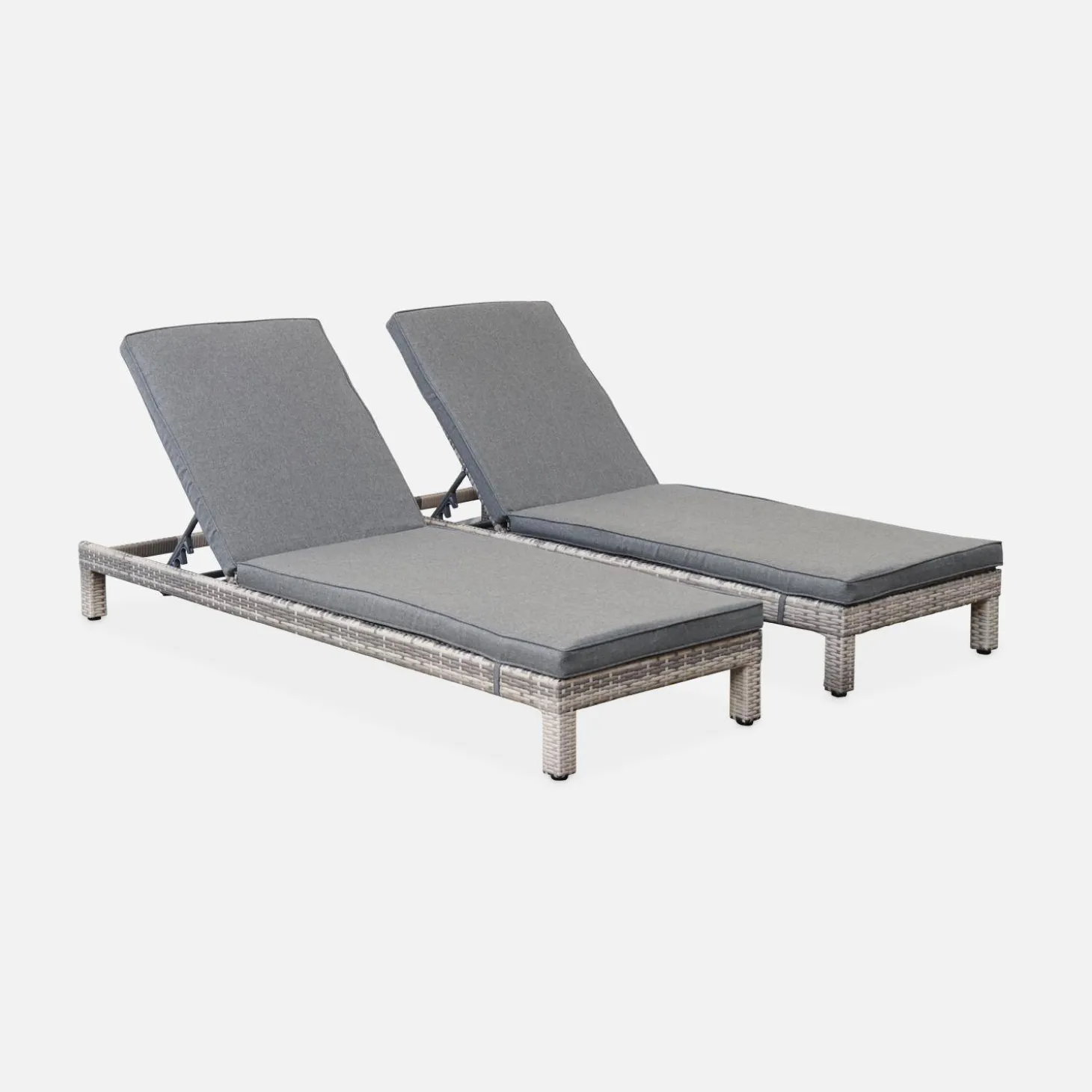 2er Set Sonnenliegen aus Polyrattan
