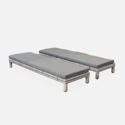 2er Set Sonnenliegen aus Polyrattan