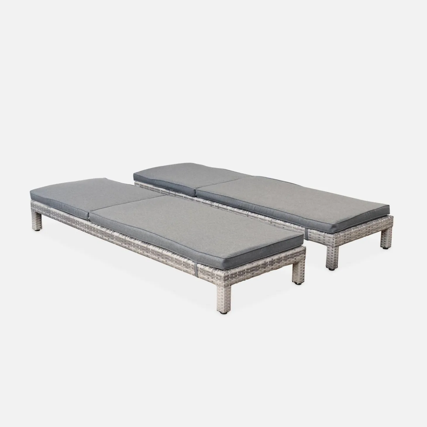 2er Set Sonnenliegen aus Polyrattan