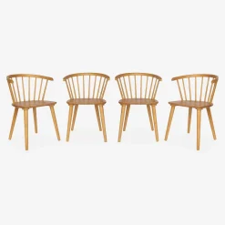 4er-Set Sprossenstühle aus Holz und Sperrholz