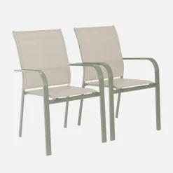 2er-Set stapelbare Gartensessel aus Aluminium und Textilene