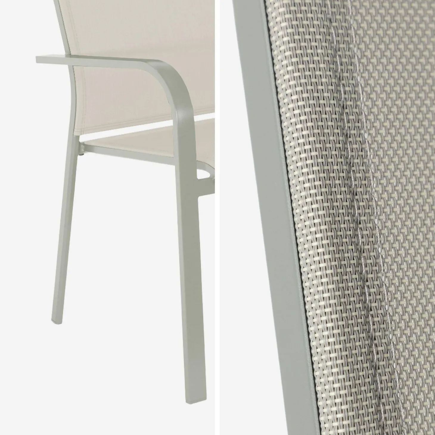 2er-Set stapelbare Gartensessel aus Aluminium und Textilene