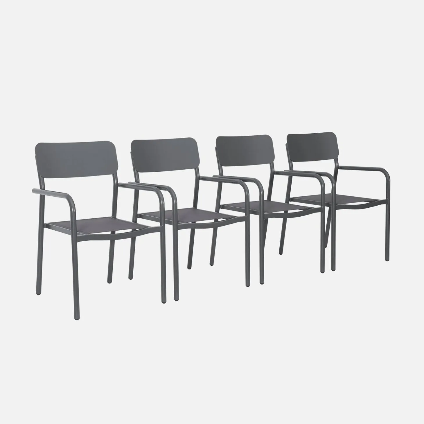4er-Set stapelbare Gartensessel aus Aluminium und Textilene