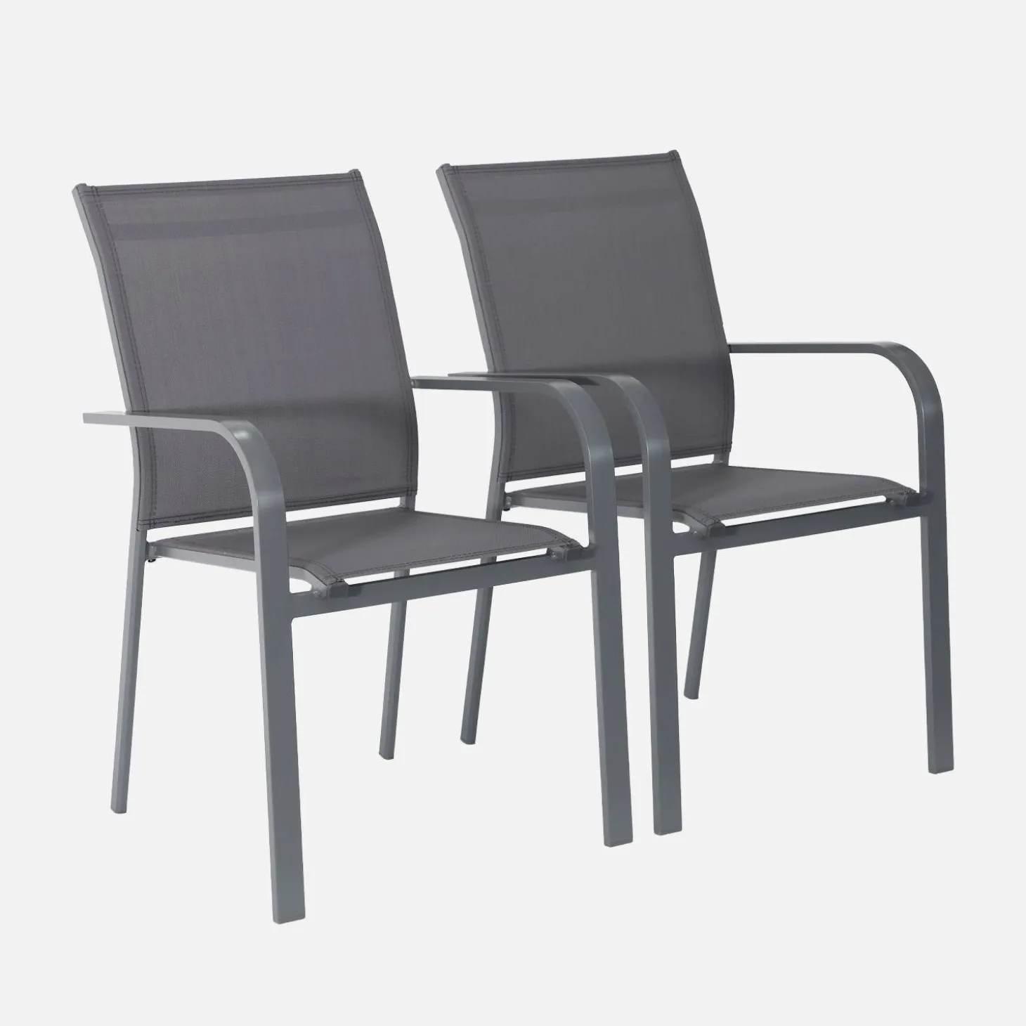 2er-Set stapelbare Gartensessel aus Aluminium und Textilene