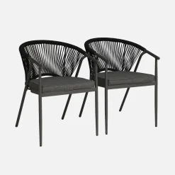 2er-Set stapelbare Gartensessel aus Stahl mit Seilbespannung