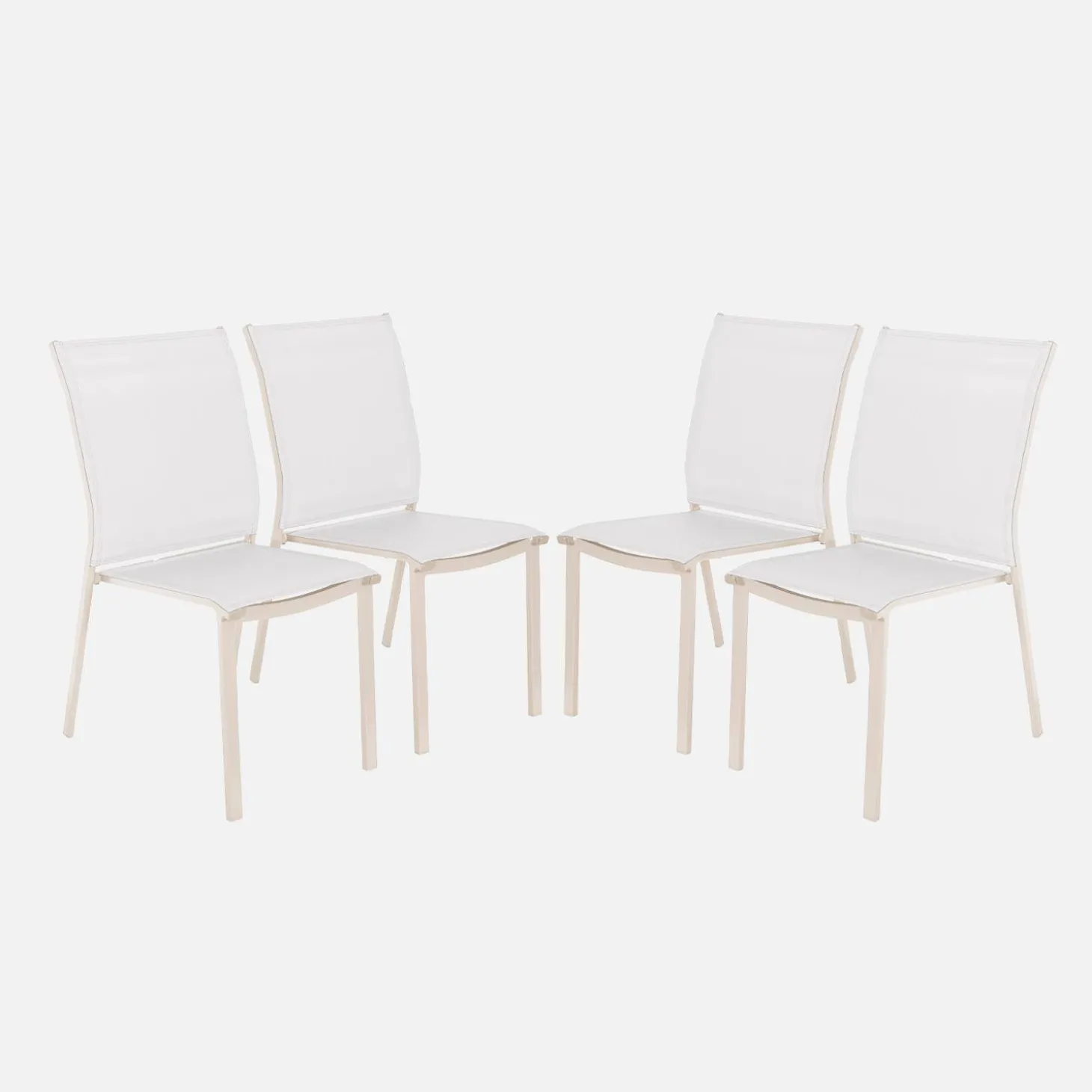 4er-Set stapelbare Gartenstühle aus Aluminium und Textilene