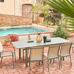2er-Set stapelbare Gartenstühle aus Aluminium und Textilene