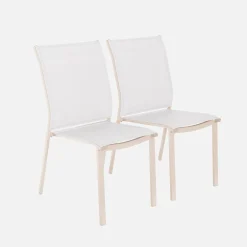 2er-Set stapelbare Gartenstühle aus Aluminium und Textilene