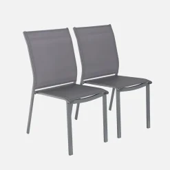 2er-Set stapelbare Gartenstühle aus Aluminium und Textilene