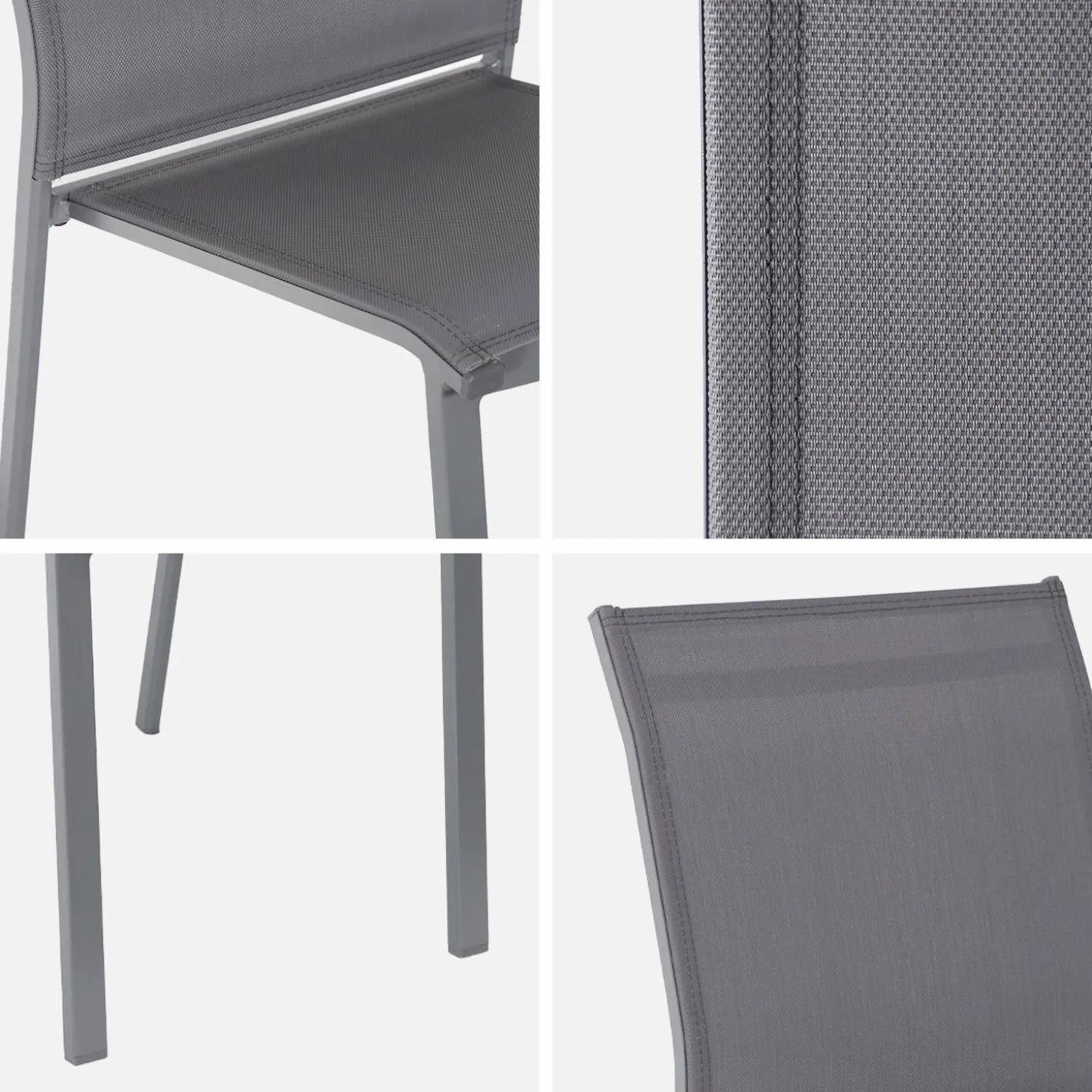 2er-Set stapelbare Gartenstühle aus Aluminium und Textilene