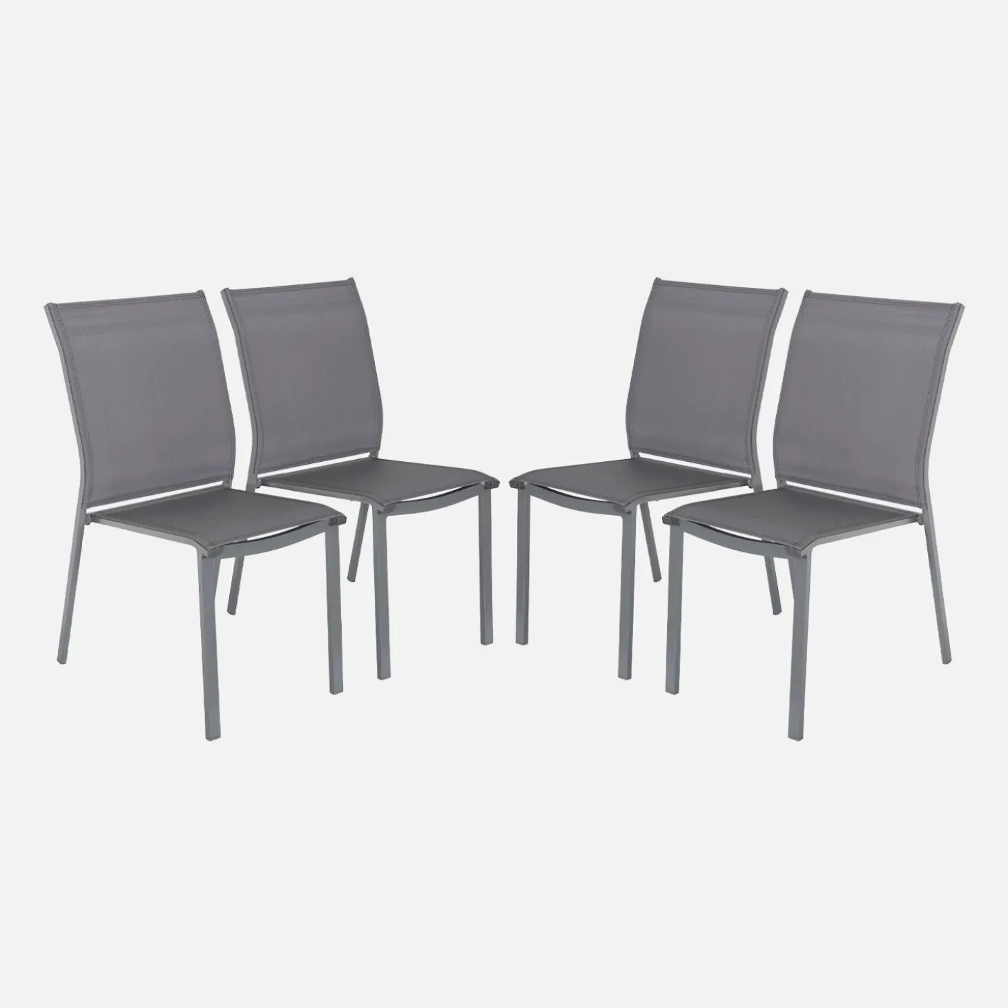 4er-Set stapelbare Gartenstühle aus Aluminium und Textilene