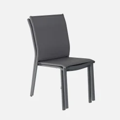 4er-Set stapelbare Gartenstühle aus Aluminium und Textilene