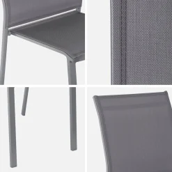 4er-Set stapelbare Gartenstühle aus Aluminium und Textilene