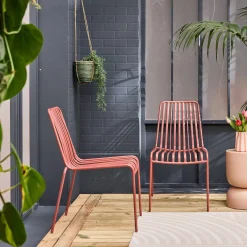 2er-Set stapelbare Gartenstühle aus Stahl
