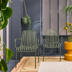 2er-Set stapelbare Gartenstühle aus Stahl