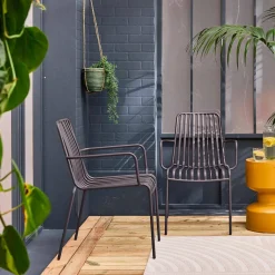 2er-Set stapelbare Gartenstühle aus Stahl