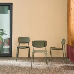 4er-Set stapelbare Gartenstühle aus Stahl und Kunststoff