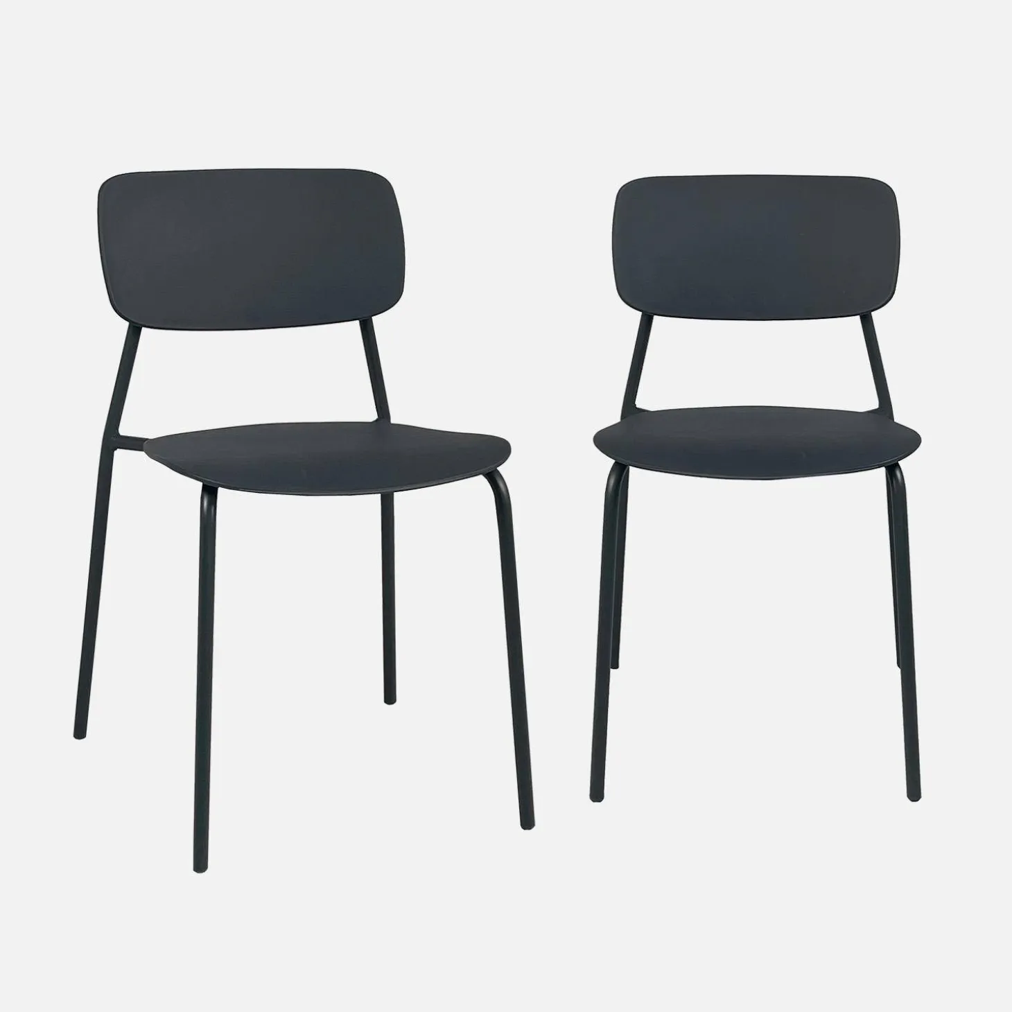 2er-Set stapelbare Gartenstühle aus Stahl und Kunststoff