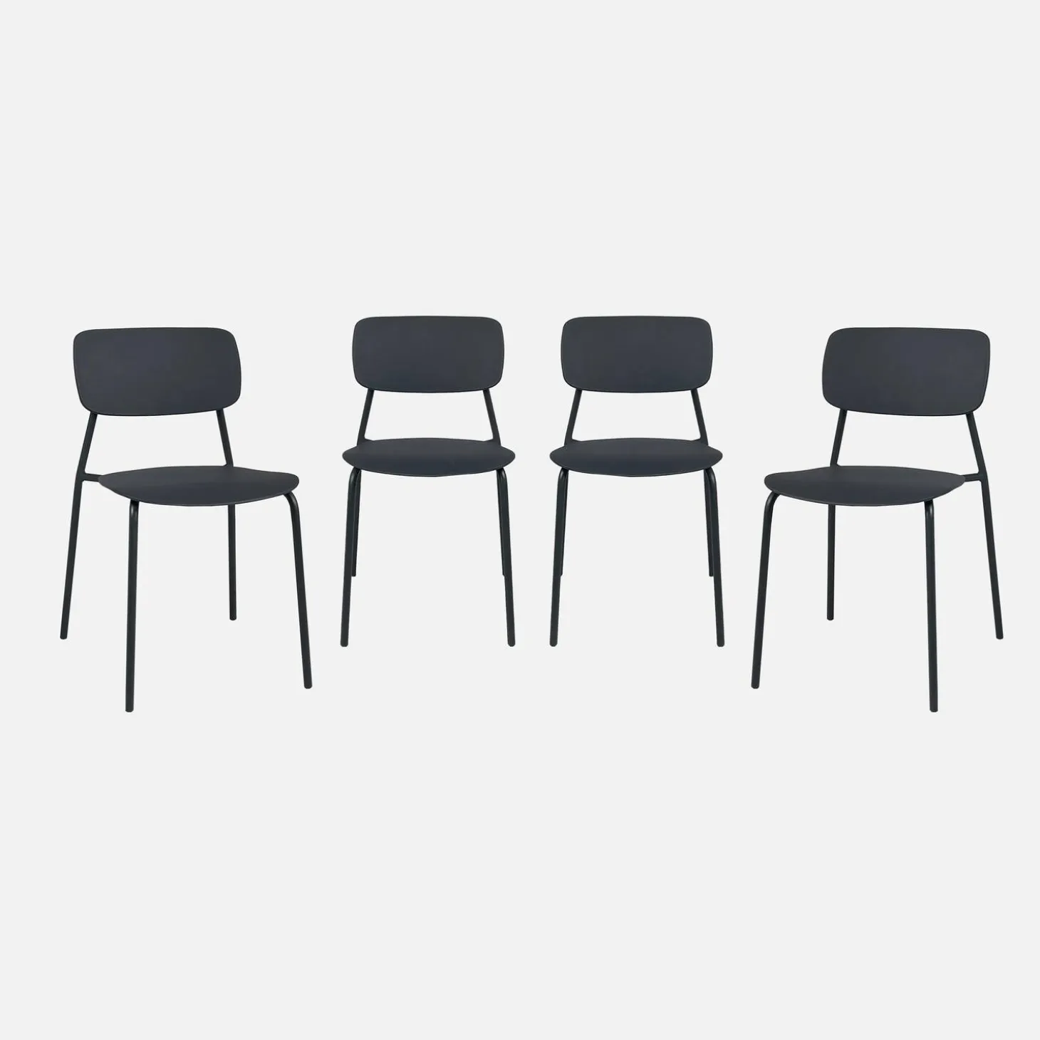 4er-Set stapelbare Gartenstühle aus Stahl und Kunststoff