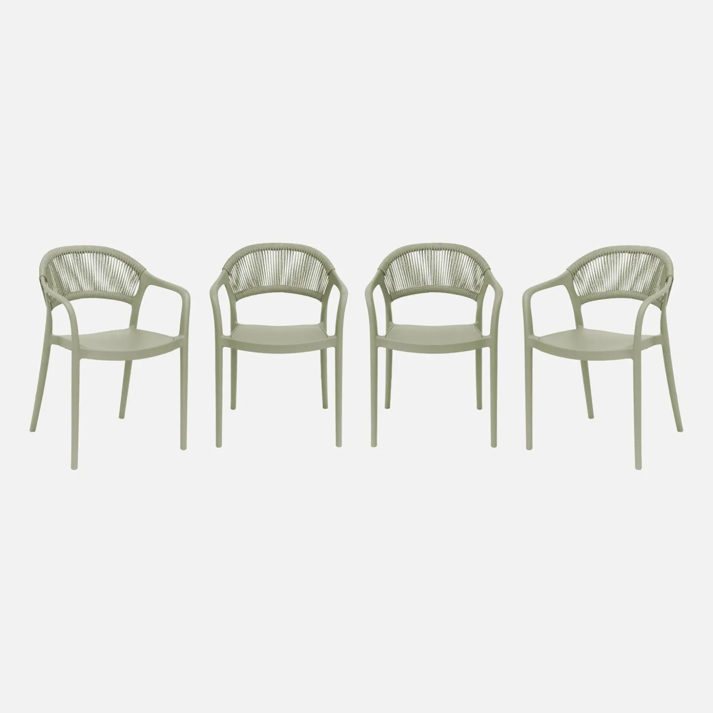 4er-Set stapelbare Gartenstühle mit Seiloptik