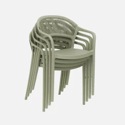 4er-Set stapelbare Gartenstühle mit Seiloptik